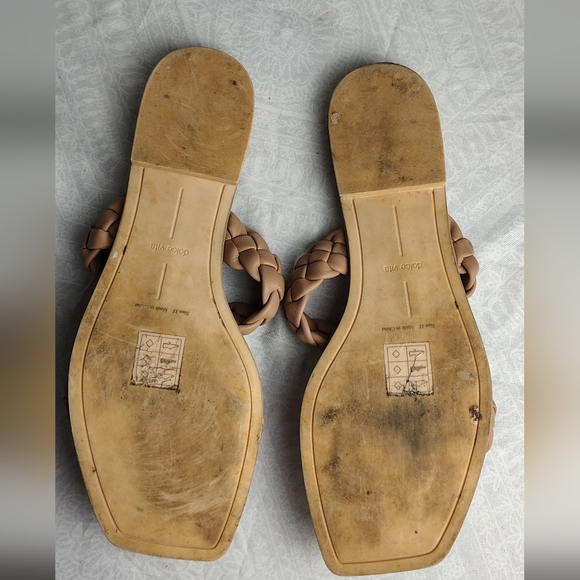 Dolce Vita Braided Tan Taupe Women's Sandals Faux Crocodile Soles Flat Size 11 - Picture 6 of 9